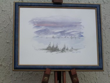 Peinture intitulée "Lac gelé" par Ours Gris, Œuvre d'art originale