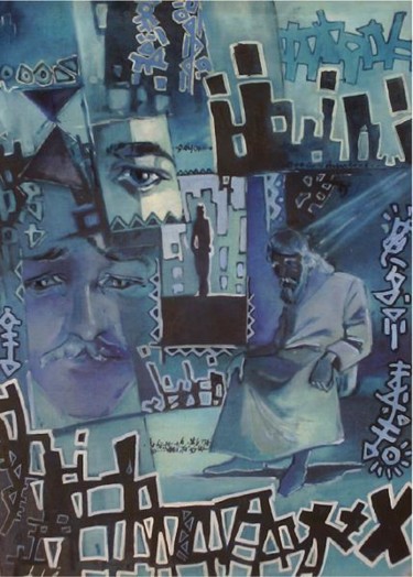 Schilderij getiteld "SCHISOPHRINIE" door Ousama Bounouara, Origineel Kunstwerk