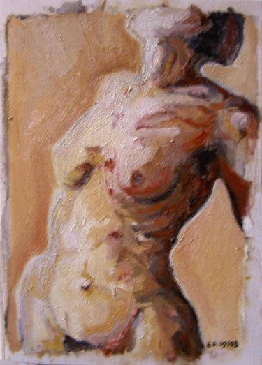 Peinture intitulée "Femme au soleil" par Emeric Outreman, Œuvre d'art originale, Huile