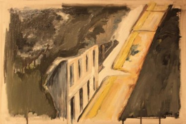 Schilderij getiteld "Trottoir de la vill…" door Emeric Outreman, Origineel Kunstwerk, Olie