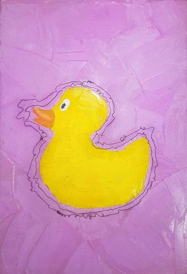 Painting titled "Yellow duck" by Maliukh, Original Artwork, Oil