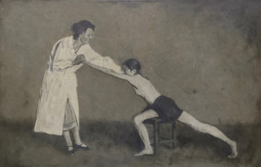 Malerei mit dem Titel "résistance du torse…" von Robert Jan Overeem, Original-Kunstwerk, Acryl