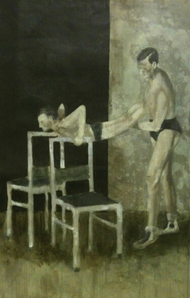 Malerei mit dem Titel "Arme beugen und str…" von Robert Jan Overeem, Original-Kunstwerk, Acryl