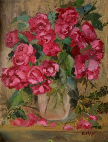 Painting titled "Rose Topaz Original…" by Olivkan Art, Original Artwork, Oil