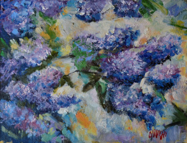 Painting titled "Blossom Lilac Oil A…" by Olivkan Art, Original Artwork, Oil