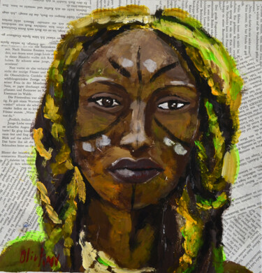 Pintura intitulada "African American Wo…" por Olivkan Art, Obras de arte originais, Óleo