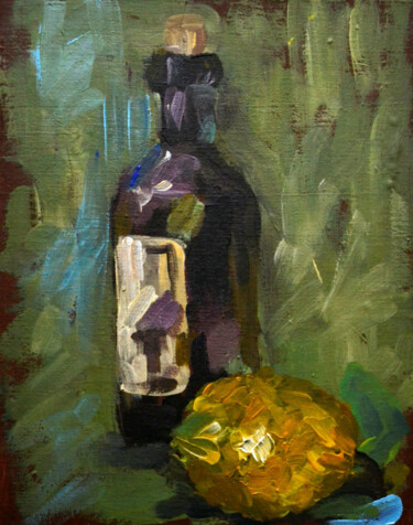 Pintura intitulada "Wine Painting Oil A…" por Olivkan Art, Obras de arte originais, Óleo