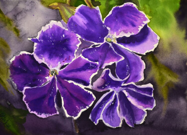 Pintura titulada "Viola Watercolor Pa…" por Olivkan Art, Obra de arte original, Acuarela
