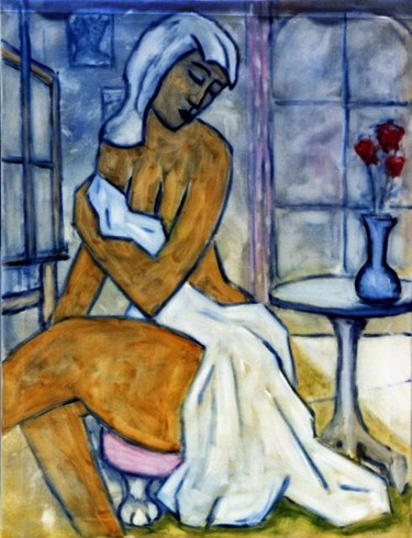 Painting titled "Nude with a Towel" by Bradley Owen, Original Artwork