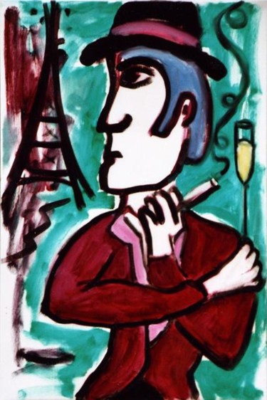 Painting titled "Our Man in Paris" by Bradley Owen, Original Artwork