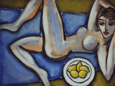Painting titled "Nude with Lemons" by Bradley Owen, Original Artwork