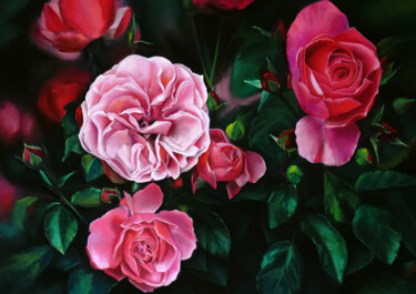 ""Pink Roses"" başlıklı Tablo Oxana Babkina tarafından, Orijinal sanat, Pastel