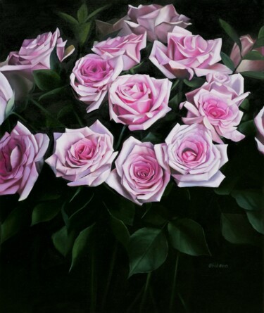 "Pink Roses #2" başlıklı Tablo Oxana Babkina tarafından, Orijinal sanat, Petrol