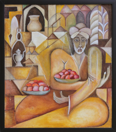 Pintura intitulada "Feast" por Bahodir Zakirov, Obras de arte originais, Óleo
