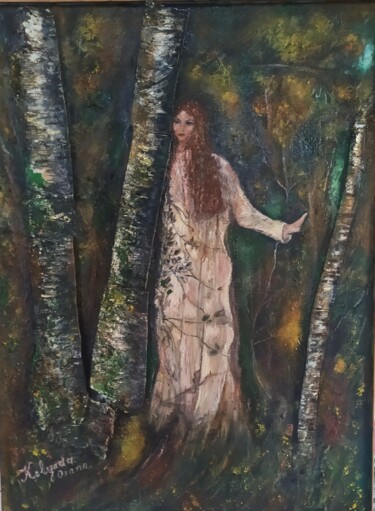 Картина под названием "Лесная Фея" - Oxana Kolyada, Подлинное произведение искусства, Масло Установлен на Деревянная рама дл…