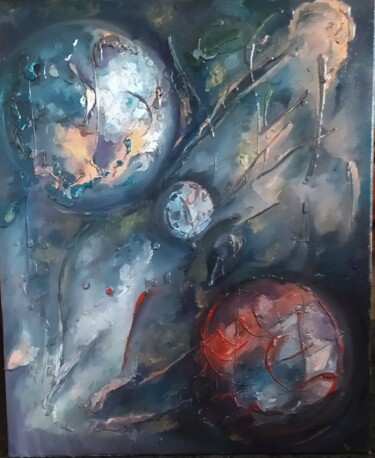 Painting titled "Космическая фантазия" by Oxana Kolyada, Original Artwork, Oil