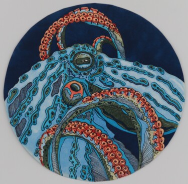 Dessin intitulée "Ocean (octopus 2)" par Oxana Kondratenko, Œuvre d'art originale, Marqueur