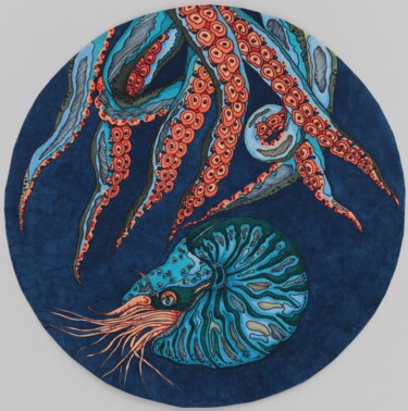 Desenho intitulada "Ocean (tentacles an…" por Oxana Kondratenko, Obras de arte originais, Marcador