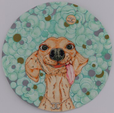 Dessin intitulée "Small dog Chanel 2" par Oxana Kondratenko, Œuvre d'art originale, Marqueur