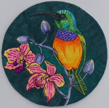 Drawing titled "Hummingbird" by Oxana Kondratenko, Original Artwork, Marker