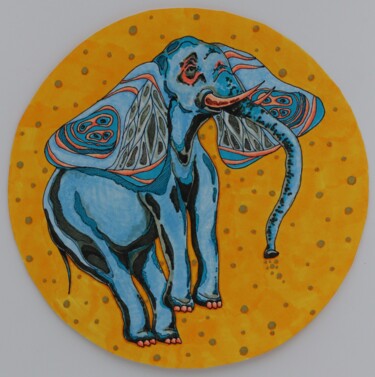Dessin intitulée "Elephant 2" par Oxana Kondratenko, Œuvre d'art originale, Marqueur