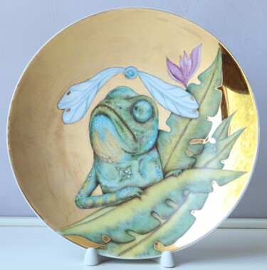 Sculpture titled "Chameleon 2" by Oxana Kondratenko, Original Artwork, Ceramics
