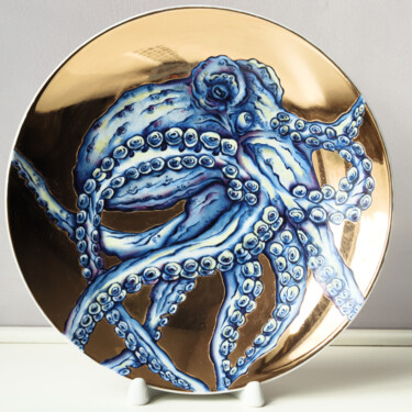 Escultura titulada "Octopus golden" por Oxana Kondratenko, Obra de arte original, Cerámica