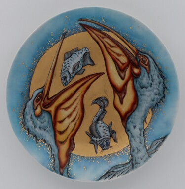 Skulptur mit dem Titel "Pelican (blue 2)" von Oxana Kondratenko, Original-Kunstwerk, Keramik