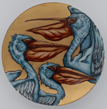 Scultura intitolato "Pelican (blue 3)" da Oxana Kondratenko, Opera d'arte originale, Ceramica