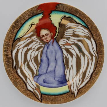Scultura intitolato "Angel and demon 3 (…" da Oxana Kondratenko, Opera d'arte originale, Ceramica
