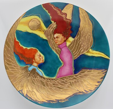 Scultura intitolato "Angels and Demons (…" da Oxana Kondratenko, Opera d'arte originale, Ceramica