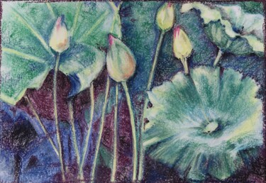 Desenho intitulada "Lilies 1" por Oxana Kondratenko, Obras de arte originais, Pastel