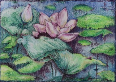Desenho intitulada "Lilies 2" por Oxana Kondratenko, Obras de arte originais, Pastel