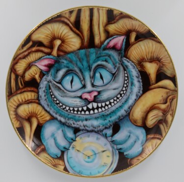 Escultura intitulada "Cheshire Cat" por Oxana Kondratenko, Obras de arte originais, Cerâmica