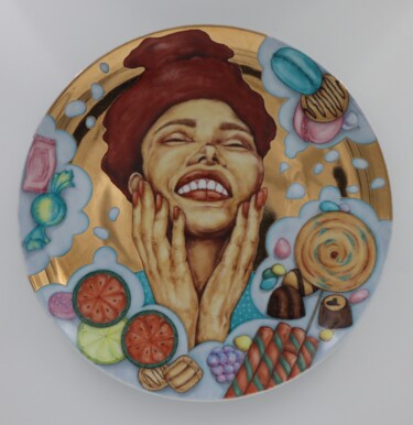 Sculpture titled "Woman on diet" by Oxana Kondratenko, Original Artwork, Ceramics