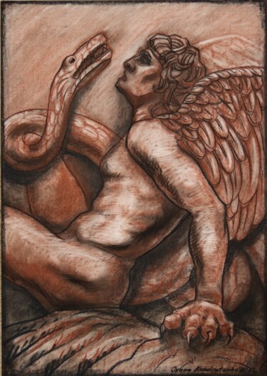Desenho intitulada "Defeated" por Oxana Kondratenko, Obras de arte originais, Pastel