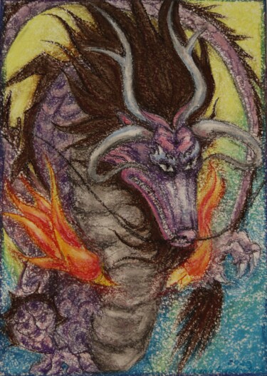 图画 标题为“Purple dragon” 由Oxana Kondratenko, 原创艺术品, 粉彩