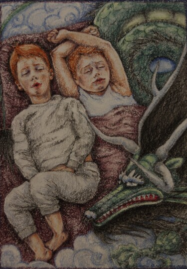 Zeichnungen mit dem Titel "Son of children" von Oxana Kondratenko, Original-Kunstwerk, Pastell