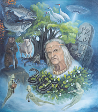 Картина под названием "myth" - Оксана Левинцова, Подлинное произведение искусства, Масло Установлен на Деревянная рама для н…