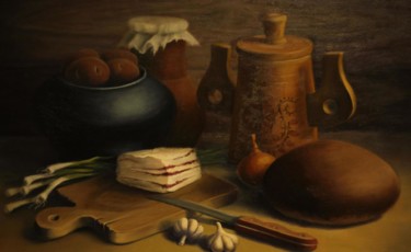 Painting titled "этнический натюрморт" by Oksana Levintsova, Original Artwork, Oil