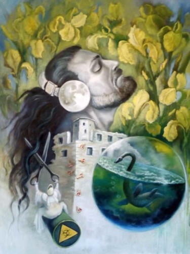 Картина под названием "Последний Меровинг…" - Оксана Левинцова, Подлинное произведение искусства, Масло
