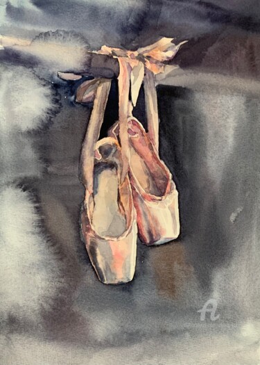 Картина под названием "Behind the scenes o…" - Oxana Luky, Подлинное произведение искусства, Акварель
