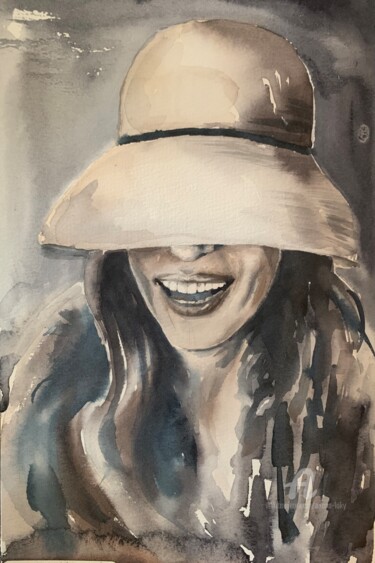 Painting titled "Sepia" by Oxana Luky, Original Artwork, Watercolor