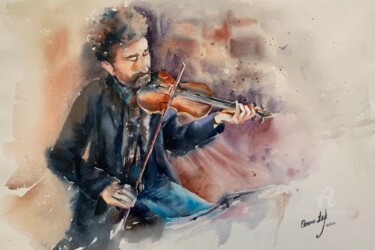 Картина под названием "Под звуки Вивальди" - Oxana Luky, Подлинное произведение искусства, Акварель
