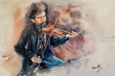 Pintura intitulada "Под звуки Вивальди" por Oxana Luky, Obras de arte originais, Aquarela