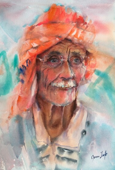 Painting titled "In his eyes" by Oxana Luky, Original Artwork, Watercolor