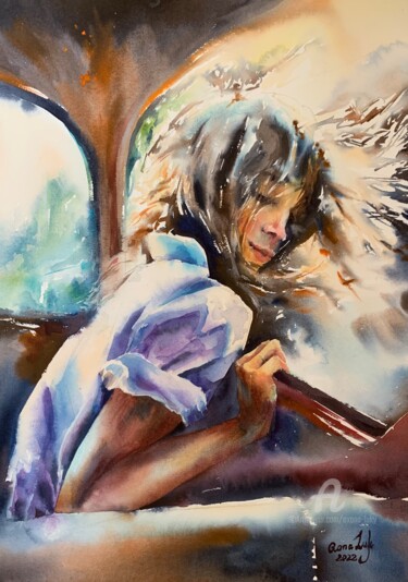 Painting titled "Свобода" by Oxana Luky, Original Artwork, Watercolor