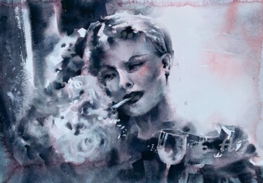 Painting titled "“Tristesse”" by Oxana Luky, Original Artwork, Watercolor