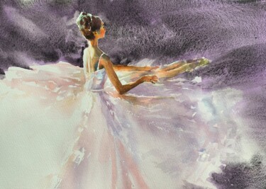 Painting titled "Before the performa…" by Oxana Luky, Original Artwork, Watercolor