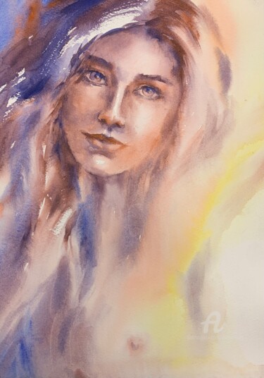 Painting titled "Light .Before & aft…" by Oxana Luky, Original Artwork, Watercolor